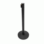 Poteau de guidage noir - sangle rétractable de 2 mètres - base lestée - métal durable