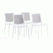RATTATAN Lot de 4 chaises empilables en polypropylène, pieds antidérapants, ergonomiques, pour salle à manger, jardin, terrasse, bars, restaurants�