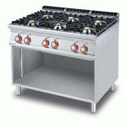 Redcook Cuisinière à gaz à 6 feux avec veilleuse sur le compartiment ouvert. Structure en acier inoxydable. Dimensions 120x90 h90 cm. Modèle PC-91
