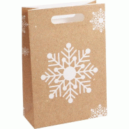 Sac luxe nature décor flocon 26+12X38cm - par 12