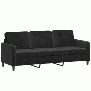 VidaXL Canapé à 3 places Noir 180 cm Velours Modèle Elvelis - 359457