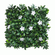 WellHome - Jardin vertical artificiel - panneau de haie 100x100 cm pour intérieur et extérieur, feuilles vertes et fleurs blanches - vert WH15559