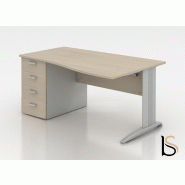 Bureau vague Sigma avec caisson - Mobel Linea - 140, Anthracite, Droite, 4 tiroirs_0