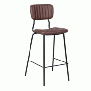Chaise de bar professionnelle Buffalo – acier noir et cuir synthétique marron foncé – style industriel - marron BUFFALOCHBARVCOMPDB