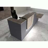 Comptoir d'accueil bi-colore avec PMR Delta et réhausse - Droite, Non, Anthracite, 282, Chêne grisé_0