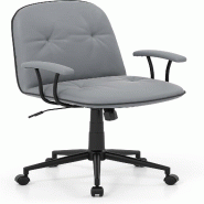 COSTWAY Chaise Bureau Ergonomique, en Similicuir avec Accoudoirs et Dossier Rembourrés, Pivotante Réglable en Hauteur - gris métal ON33263SD