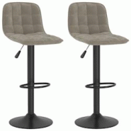 Décoshop26 - Lot de 2 tabourets de bar chaises hautes en velours gris clair base en acier chromé DEC029699 - gris 3000257508813