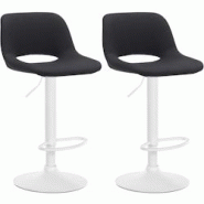 Décoshop26 - Tabourets de bar chaises haute x2 avec repose-pieds en tissu noir piètement métallique blanc 10_0004101 - blanc 3000251928716 Décoshop26 - Tabourets de bar chaises haute x2 avec repose-pieds en tissu noir piètement métallique blanc 10_0004101 - blanc 3000251928716