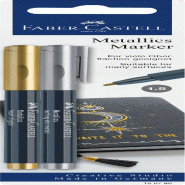 FABER-CASTELL Blister de 2 marqueurs peinture Metallics Marker, pointe de 1,5 mm, encres or/argent - plastique 160796