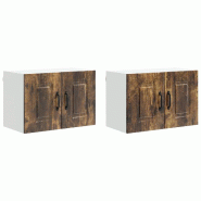 Helloshop26 - Lot de 2 armoires murales de cuisine design épuré 60 x 31 x 40 cm en bois d'ingénierie chêne fumé 02_0053604 - Bois massif 3000238028187