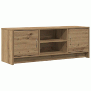 Helloshop26 - Meuble TV bois d'ingénierie avec espace de rangement 102 x 30 x 37,5 cm style déco chêne artisanal 02_0050681 - Bois massif 300023650