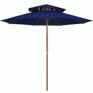 Helloshop26 - Parasol d'extérieur double avec mât en bois 270 cm bleu 02_0008441 - 3000450847764