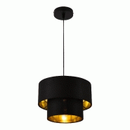 LAMPE À SUSPENDRE MODERNE SUSPENSION DESIGN DOUILLE E27 60 W EN MÉTAL ET TEXTILE DIAMÈTRE 30 CM NOIR DORÉ 03_0005261 LAMPE À SUSPENDRE MODERNE SUSPENSION DESIGN DOUILLE E27 60 W EN MÉTAL ET TEXTILE DIAMÈTRE 30 CM NOIR DORÉ 03_0005261