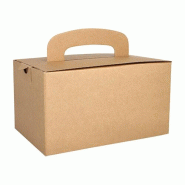 PAPSTAR 20 boîtes à lunch, carton "pur" rectangulaire 12,5 cm x 15,5 cm x 22,5 cm brun avec poignée de transport - marron en carton 88980