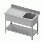 Plonge inox adossée avec 1 bac à droite avec étagère 1400x600x900 s... - P934466140S
