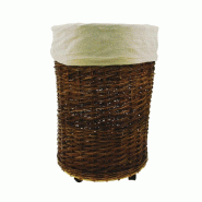 Présentoir osier brut avec faux fond sur roulettes Ø52x78cm Présentoir osier brut avec faux fond sur roulettes Ø52x78cm