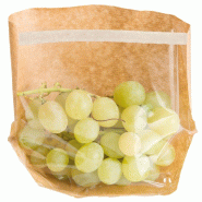 Sachet à fenêtre fermeture autocollante 20x4+4X15 cm kraft brun - par 100
