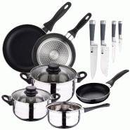 San Ignacio - Set de 3 poêles + batterie de cuisine 5 pièces + set de couteaux - multi-matériau PK331