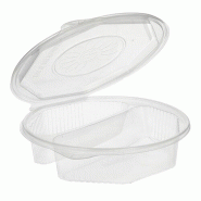 Starpak 100 boîtes à menu avec couvercles à charnière 900 ml, PP 2 compartiment(s) 21,5 x 21,5 cm transparent 8-angulaire - transparent plastique