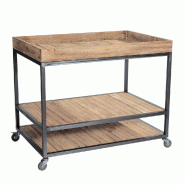 Table centrale 3 niveaux sur roulettes Westside L119xP79xH92cm bois/métal