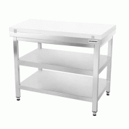 Table de travail en inox 1200x700 mm avec plaque de découpe blanche et 2 étagères PREMIUM - GOLDINOX - gris inox 3701770840274