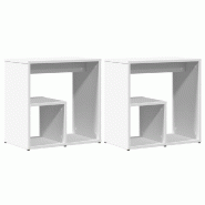 Tables d'appoint 2 pcs blanc 50x30x50 cm bois d’ingénierie Modèle Atlas Master Évasion - 840556