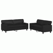 VidaXL Ensemble de canapés 2 pcs noir similicuir Modèle Zenith Essence Plus - 3201914