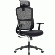 ZIK Chaise de bureau pivotante ergonomique, hauteur réglable, avec appuie-tête et accoudoirs, soutien lombaire - Noir - noir multi-matériau 7426883
