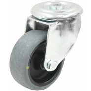 Roulette pivotante de 80 mm avec caoutchouc thermoplastique gris conducteur d'électricité sur les pôles. Roulette pivotante de 80 mm avec caoutchouc thermoplastique gris conducteur d'électricité sur les pôles.