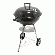 Barbecue à charbon 3 pieds avec couvercle et roues, acier noir, 51 cm - EDM 74110