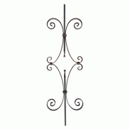 Barreau carré fantaisie H.950 x L.290mm avec volutes - plat 12 x 6
