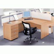 Bureau compact 90° avec caisson intégré - Quadrifoglio - 160, Hêtre, Gauche, 4 tiroirs_0