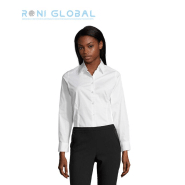 Chemise de travail femme stretch manches longues - EDEN SOLO - coupe cintrée, 97% coton, 3% élasthanne_0