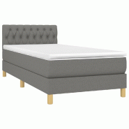 Décoshop26 - Cadre de lit LED avec sommier tête de lit matelas 100x200 cm en tissu gris foncé TDL0208429 - gris 3001539782723