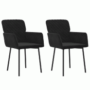 Décoshop26 - Set de 2 chaises de salle à manger en tissu velours noir et métal DEC025559 - noir métal 3000255311866
