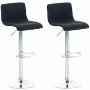 Décoshop26 - Set de 2 tabourets de bar repose-pied confortable en tissu noir et métal chromé 10_0004208 - noir 3000251983548 Décoshop26 - Set de 2 tabourets de bar repose-pied confortable en tissu noir et métal chromé 10_0004208 - noir 3000251983548