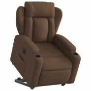 Fauteuil inclinable électrique marron tissu Modèle Yelvion - 8721012169982