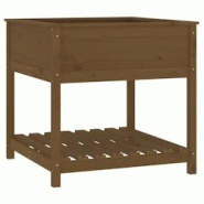 Helloshop26 - Jardinière bac lit surélevé plantes fleurs terrasse jardin avec étagère 82,5 x 82,5 x 81 cm bois de pin marron 02_0038408 - 3000214 Helloshop26 - Jardinière bac lit surélevé plantes fleurs terrasse jardin avec étagère 82,5 x 82,5 x 81 cm bois de pin marron 02_0038408 - 3000214