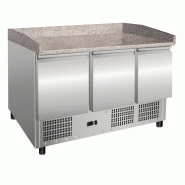 KLIMAITALIA Saladette pizza inox statique, plan granit, thermomètre digital, dégivrage auto, 1365x700x1050 mm, modèle S903PZ - 1269