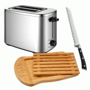 Masterpro - Grille-pain 2 tranches 800W avec planche à découper 34x26cm et couteau à pain 20cm - multicolore multi-matériau MAK012