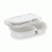 Naturesse Barquette canne à sucre 2 compart. + couvercle 24x15,4x4 cm - 440/240 ml (200 unités) - blanc Bagasse 5364.N Naturesse Barquette canne à sucre 2 compart. + couvercle 24x15,4x4 cm - 440/240 ml (200 unités) - blanc Bagasse 5364.N