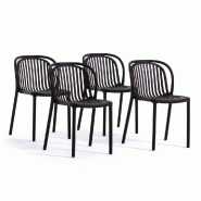 RATTATAN Set de 4 chaises en résine renforcée de fibre de verre, design moderne, empilables pour extérieur, jardin, bar, restaurant, cuisine – El
