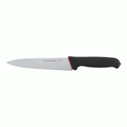 Schneider - Couteau de chef à prise en S, lame étroite, poignée : noir, rouge, 180 mm - noir acier 267000