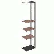 Suite structure Cage noir base métal 58x40x240cm 3 tablettes noyer