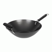 Wok antiadhésif à fond plat (Ø)356 x (H)150 mm en acier carbone, compatible induction