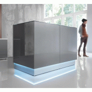 Banque d'accueil lumineuse LINEA version droite, coloris noir - MDD - Support moniteur, Noir_1
