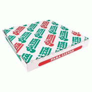 Boite pizza The Pack carton nano micro blanc, vert, rouge 29x29x3.8cm - par 100