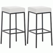 Décoshop26 - Lot de 2 tabourets de bar avec repose-pieds design simple hauteur 85 cm en PVC blanc et métal noir 10_0004380 - blanc 3000252073767 Décoshop26 - Lot de 2 tabourets de bar avec repose-pieds design simple hauteur 85 cm en PVC blanc et métal noir 10_0004380 - blanc 3000252073767