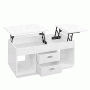 Helloshop26 - Table basse table de salon relevable avec 2 tiroirs et compartiments cachés compartiments ouverts pour salon bureau à 12_0007488 - 300 Helloshop26 - Table basse table de salon relevable avec 2 tiroirs et compartiments cachés compartiments ouverts pour salon bureau à 12_0007488 - 300