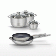 Lot de 2 Poêles 28/32cm et 3 Faitouts 12/20/24cm Elo Profi Therm Platinum - gris inox 3176239970517